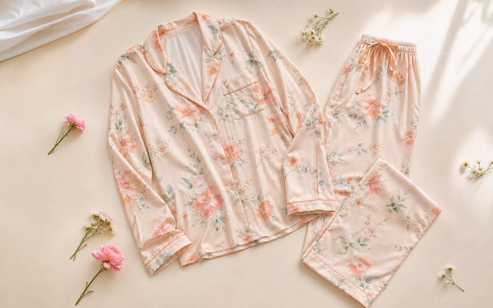 Women's floral viscose pajama set